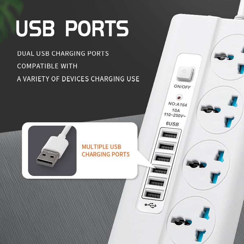 USB Universal Hole Plug Power Strip Smart
