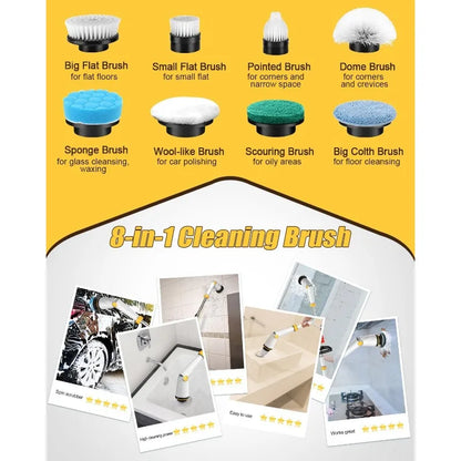 Electric Spin Scrubber with Two Batteries Q2 Pro,Shower Cordless Cleaning Brush with Display(Effortless Handle/8 Brushes)